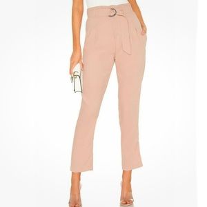 JOIE IANNA PANTS pink Pleated Belted Crepe Tapered Cropped $248